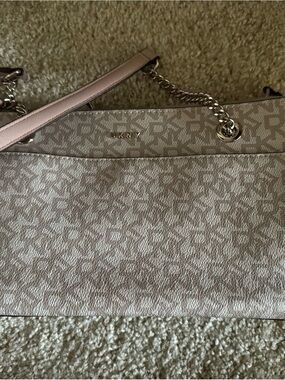 DKNY Blush Logo Tote with Chain-Accent Straps